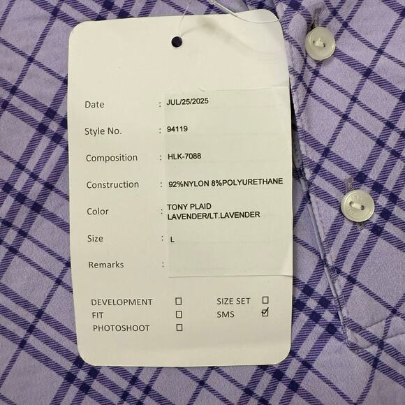 IBKUL NWT Tony Plaid Print Short Sleeve Polo UPF 50+ Golf Preppy Lavender Sz L - Picture 3 of 6